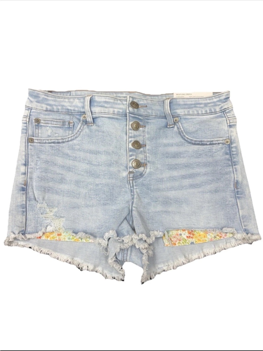 NWT American Eagle Outfitters Light Blue Distressed Denim Shorts with Floral